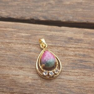 14 K Gold and Watermelon  Teardrop Pendant 2 Gram P244